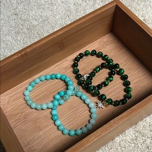 Elegant Green and Turquoise Beaded Bracelets